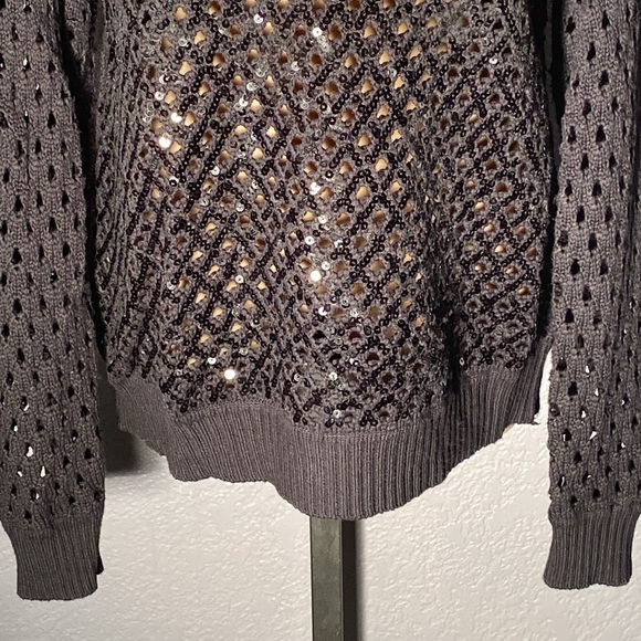INC - open knit sweater: black sequin l/s - XL - Picture 10 of 16